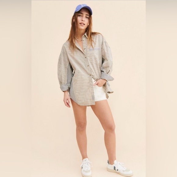 Free People| ‘Happy Hour’ Oxford Striped Button Down Shirt - Picture 2 of 12